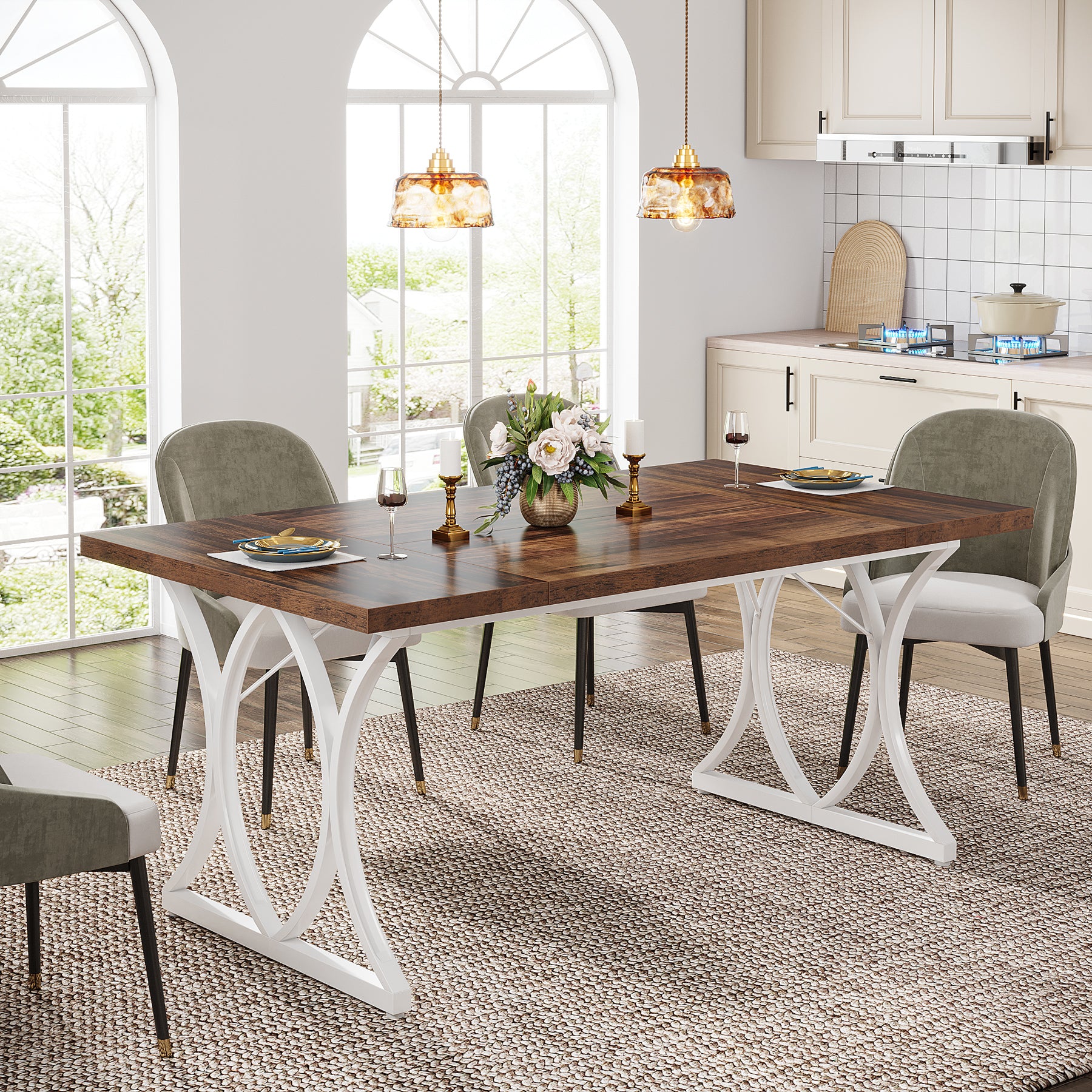 63" Dining Table Farmhous Kitchen Table